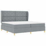 Letto a molle con testiera Grigio chiaro 200 x 200 cm Tessuto