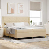 Letto a molle con materasso Crema 200 x 200 cm Tessuto