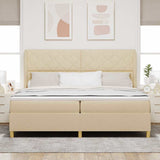 Letto a molle con materasso Crema 200 x 200 cm Tessuto