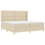 Letto a molle con materasso Crema 200 x 200 cm Tessuto
