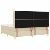 Letto a molle con materasso Crema 200 x 200 cm Tessuto
