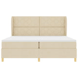 Letto a molle con materasso Crema 200 x 200 cm Tessuto