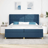 Letto a molle con testiera Blu 200 x 200 cm Tessuto