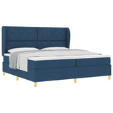 Letto a molle con testiera Blu 200 x 200 cm Tessuto