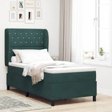Letto a molle con materasso Verde Scuro 200 x 100 cm Poliestere