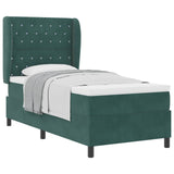 Letto a molle con materasso Verde Scuro 200 x 100 cm Poliestere