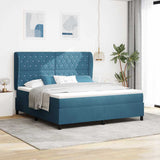 Letto a molle con materasso Blu Scuro 200 x 180 cm Poliestere
