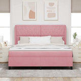 Letto a molle con materasso Rosa 200 x 180 cm Poliestere