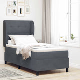 Letto a molle con testiera Grigio scuro 200 x 90 cm Velluto