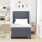 Letto a molle con testiera Grigio scuro 200 x 90 cm Velluto