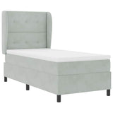 Letto a molle con materasso Grigio chiaro 200 x 100 cm Velluto