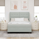 Letto a molle con testiera Grigio chiaro 190 x 140 cm Velluto