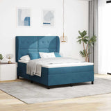 Letto a molle con testiera Blu Scuro 200 x 140 cm Velluto