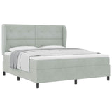 Letto a molle con testiera Grigio chiaro 200 x 180 cm Velluto