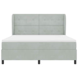 Letto a molle con testiera Grigio chiaro 200 x 180 cm Velluto
