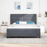Letto a molle con testiera Grigio scuro 200 x 180 cm Poliestere