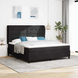 Letto a molle con testiera Nero 200 x 180 cm Velluto
