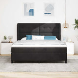 Letto a molle con testiera Nero 200 x 180 cm Velluto