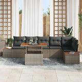 Set Divano da Giardino 7 pz Grigio e Marrone