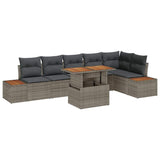 Set Divano da Giardino 7 pz Grigio e Marrone