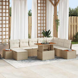 Set Divano da Giardino 9 pcs Beige e Crema