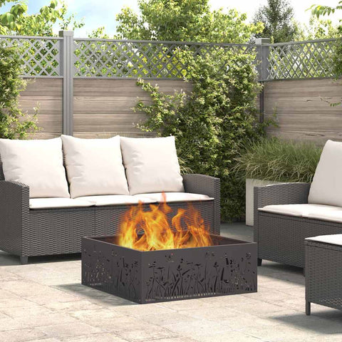 Focolare Nero 80 x 80 x 30 cm Acciaio laminato a freddo