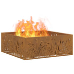 Focolare Marrone 80 x 80 x 30 cm acciaio corten
