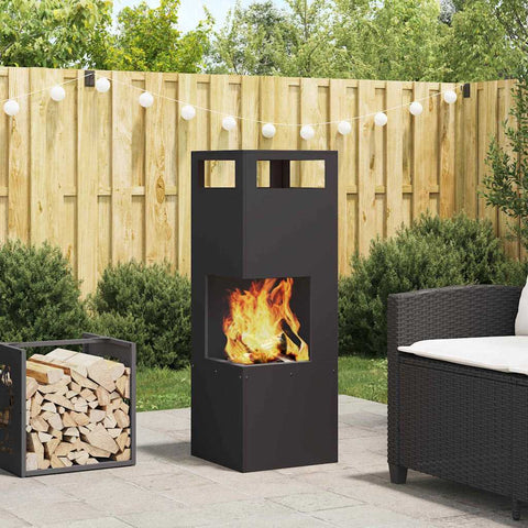 Focolare Nero 35 x 35 x 100 cm Acciaio laminato a freddo