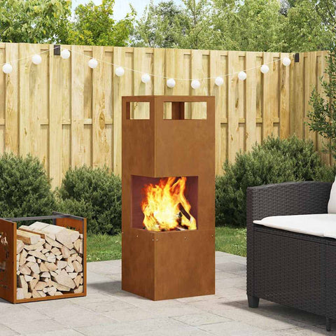 Focolare Marrone 35 x 35 x 100 cm acciaio corten