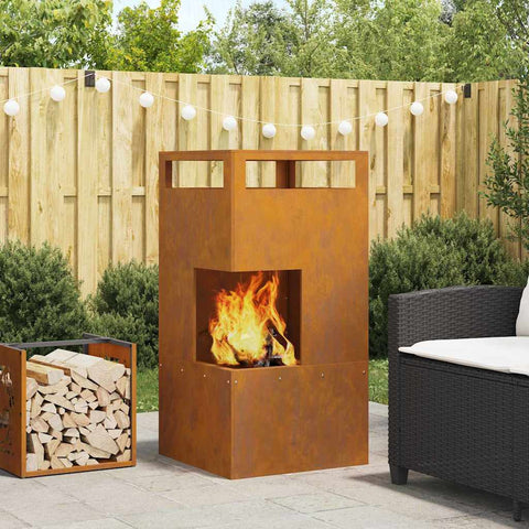 Focolare Marrone 50 x 50 x 100 cm acciaio corten