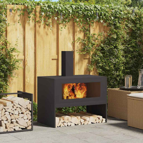 Focolare Nero 80 x 50 x 96 cm Acciaio laminato a freddo