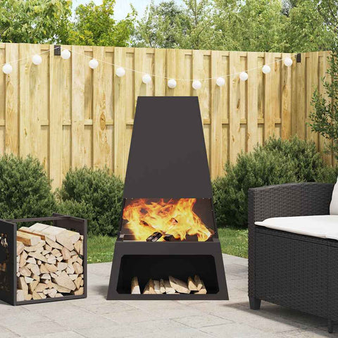 Focolare Nero 60 x 35 x 100 cm Acciaio laminato a freddo