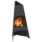 Focolare Nero 50 x 50 x 95 cm Acciaio laminato a freddo