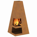 Focolare Marrone 50 x 50 x 100 cm acciaio corten