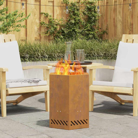 Focolare Marrone 38 x 38 x 51 cm acciaio corten