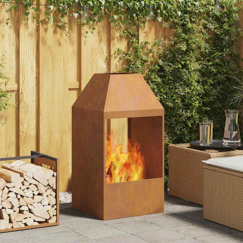 Focolare Marrone 50 x 50 x 100 cm acciaio corten