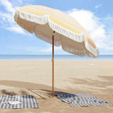 Ombrellone da Spiaggia Giallo e Bianco 205 x 205 x 210 cm