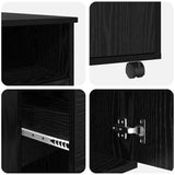 Scrivania con Ruote con cassetto Rovere Nero 91 x 50 x 77 cm