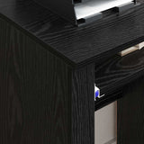 Scrivania con Ruote con cassetto Rovere Nero 91 x 50 x 77 cm