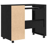 Scrivania con Ruote con cassetto Rovere Nero 91 x 50 x 77 cm