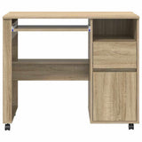 Scrivania con Ruote con cassetto Rovere Sonoma 91 x 50 x 77 cm