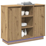 Madia LED Rovere artigianale 90 x 32 x 75 cm Legno truciolato