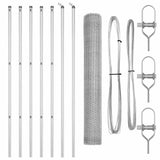 Recinzione con pali. Argento 1 x 10 m Acciaio rivestito in PVC