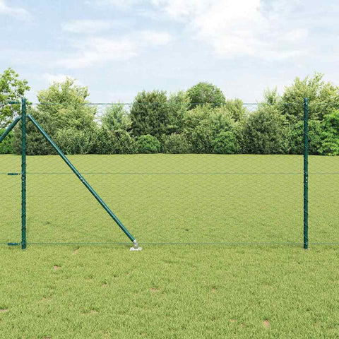 Recinzione con pali. Verde 1.4 x 25 m Acciaio rivestito in PVC