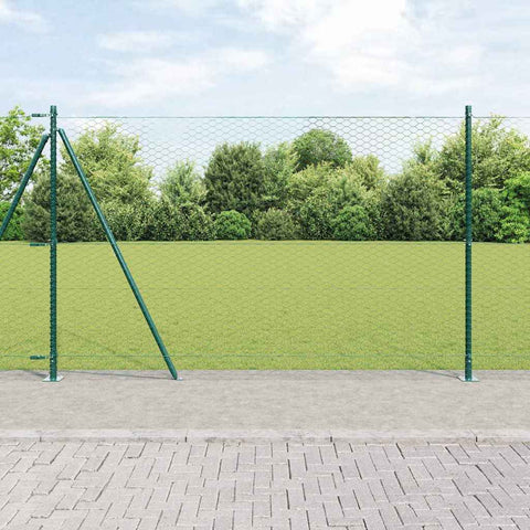 Recinzione con pali. Verde 1.4 x 25 m Acciaio rivestito in PVC