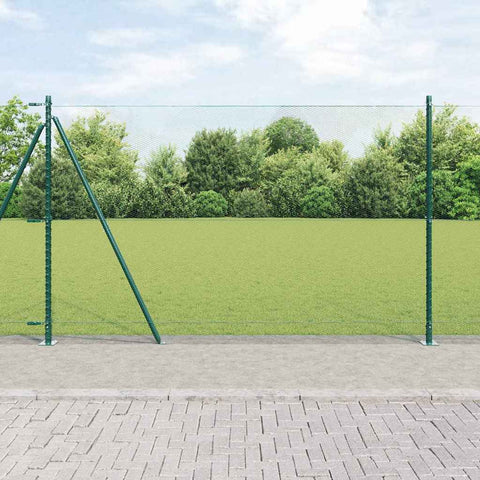 Recinzione con pali. Verde 1.5 x 50 m Acciaio rivestito in PVC