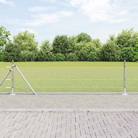 Recinzione con pali. Argento 0.5 x 10 m