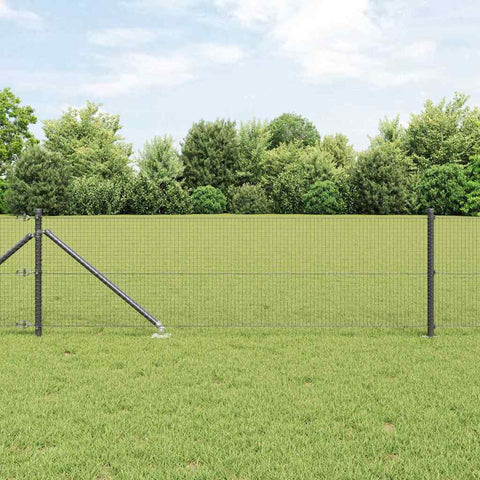 Recinzione con pali. Grigio 0.8 x 25 m Acciaio