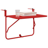 Tavolo Appeso da Balcone Rosso 60 x 39 x 65 cm Acciaio