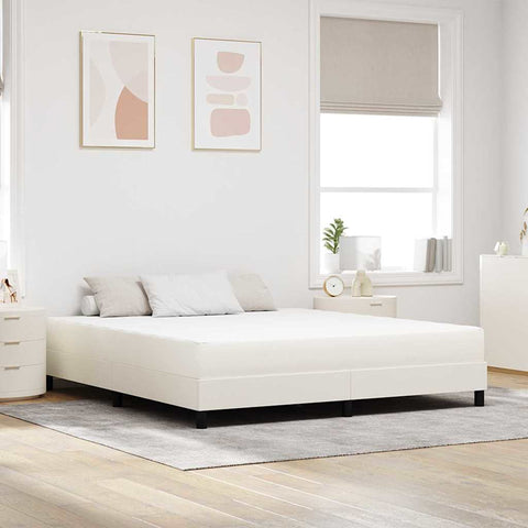 Materasso da Letto con materasso Crema 180 x 200 cm Tessuto